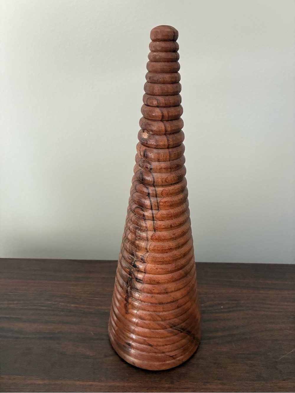 Wooden Spiral Cone Decorative Accent - Brown